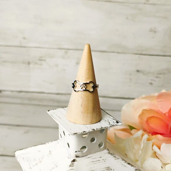 NEW Dog Bone & Paw Silver Tone Band Ring Size 5 Cute, Funky, Pets - Picture 3 of 4